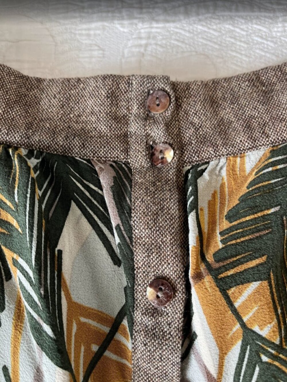 Anthropologie Edme and Esyllte Skirt Sz 4 Wool Trim Buttons Front - Picture 5 of 7